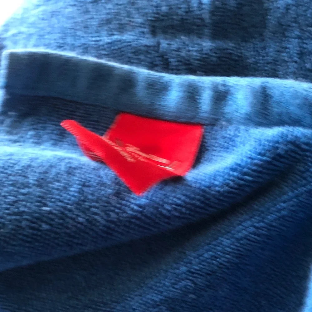 Blue Toweling with Red Car Patch